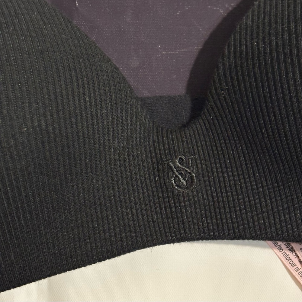 Victoria's Secret Black Ribbed Lightly Lined Full Coverage T-Shirt Bra 32B - Picture 3 of 5